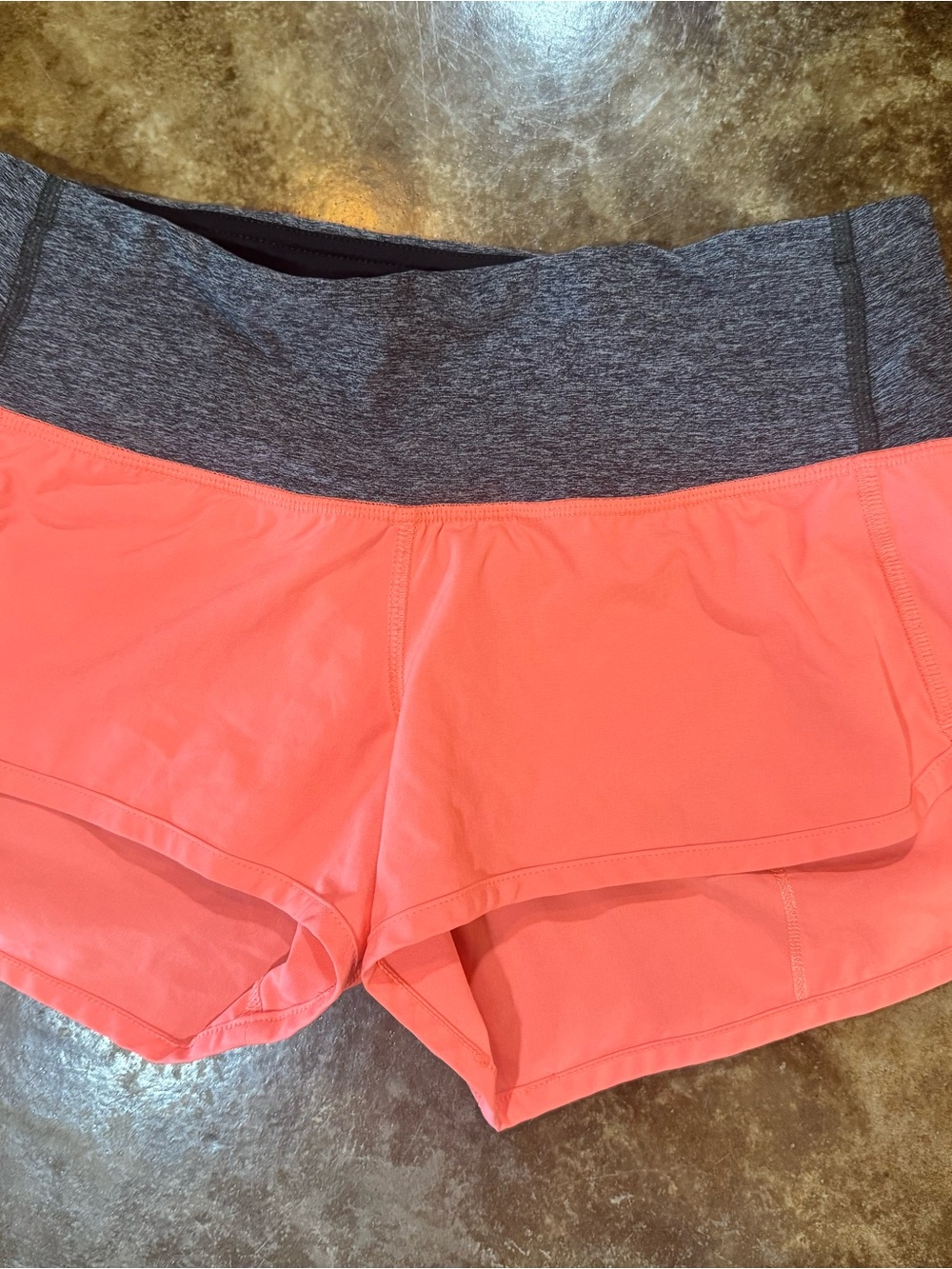 Lululemon Women’s Coral Performance Shorts with Gray Waistband